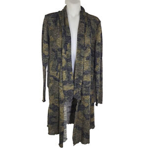 Maurices Camo Duster Cardigan Pockets Medium Camouflage Waterfall Open Front